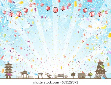Fireworks and festival lanterns