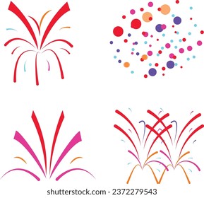 Fireworks festive banner. Realistic fireworks commercial used explosions and brightly shining sparks. Pyrotechnics show vector illustration. Colorful light