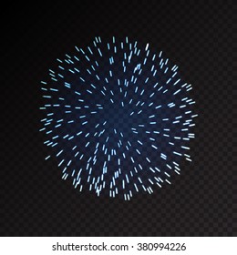 Fireworks festive  bursting with pattern in various forms sparkling icons set black background abstract vector illustration isolated