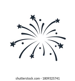 Fireworks festive.  Happy event. Vector linear icon isolated on white background.