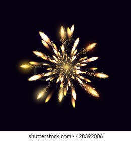Fireworks from fire on dark background