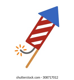 Fireworks or firecracker July 4th / fourth celebration flat vector icon for apps and websites