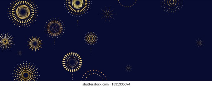 Fireworks, firecracker at night, celebration background, winner, victory poster, banner - vector illustration