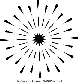 Icono de Vector de línea editable blanco y negro plano de fuegos artificiales para celebrar el evento. Explosión de fuegos artificiales. Conjunto de fuegos artificiales para celebrar feliz año nuevo, feliz cumpleaños, eventos de celebración feliz, etc