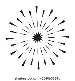 Fireworks flat black and white editable line vector icon to celebrate event. Blast explosion of fireworks. Eps 10