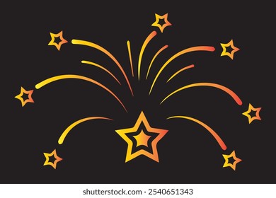 Fireworks flat black and white editable line vector icon to celebrate event. Blast explosion of fireworks. Eps 10