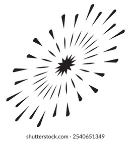 Fireworks flat black and white editable line vector icon to celebrate event. Blast explosion of fireworks. Eps 10