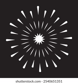 Fireworks flat black and white editable line vector icon to celebrate event. Blast explosion of fireworks. Eps 10