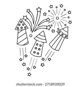 FEUERWERK FLACHDOODLE SCHWARZ-WEISS