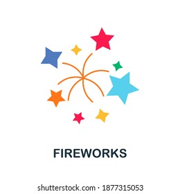 Fireworks flat icon. Color simple element from wedding collection. Creative Fireworks icon for web design, templates, infographics and more