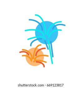 Fireworks flat icon, filled vector sign, colorful pictogram isolated on white. Symbol, logo illustration. Flat style design
