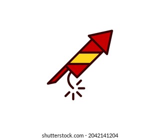 Fireworks flat icon. Single high quality outline symbol for web design or mobile app.  Holidays thin line signs for design logo, visit card, etc. Outline pictogram EPS10