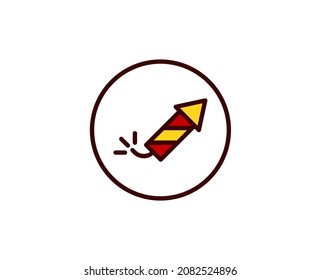 Icono plano de fuegos artificiales. Símbolo de esquema único de alta calidad para diseño web o aplicación móvil.  Señales de línea delgada de vacaciones para el logotipo de diseño, tarjeta de visita, etc. Esquema pictograma EPS10