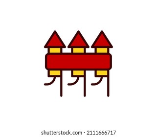 Icono plano de fuegos artificiales. Símbolo de esquema único de alta calidad para diseño web o aplicación móvil.  Señales de línea delgada de vacaciones para el logotipo de diseño, tarjeta de visita, etc. Esquema pictograma EPS10