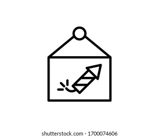 Icono plano de Fireworks. Señales de línea delgada para el logotipo de diseño, tarjeta de visita, etc. Símbolo único de esquema de alta calidad para diseño web o aplicación móvil. Pictograma de esquema de fuegos artificiales.