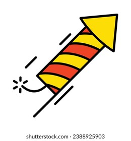 Ilustración de vectores de iconos planos de fuegos artificiales aislados en fondo blanco. Uso para Navidad, Decoración, Tarjeta de felicitación Etc.