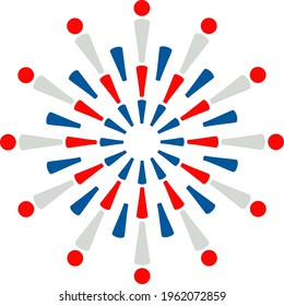 Fireworks flat vector icon. Independence day of USA. July fourth celebration party. Objects isolated on a white background.