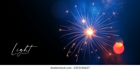 Fireworks with fog and bokeh effect. Holiday and party design, Christmas lights