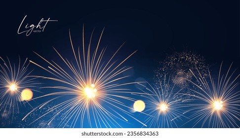Fireworks with fog and bokeh effect. Holiday and party design, Christmas lights