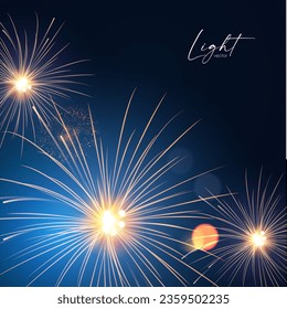 Fireworks with fog and bokeh effect. Holiday and party design, Christmas lights