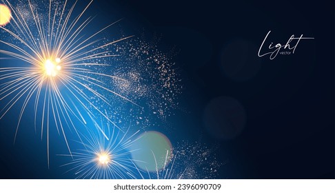 Fireworks with fog and bokeh effect. Holiday and party design, Christmas lights