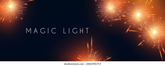 Fireworks with fog and bokeh effect. Holiday and party design, Christmas lights