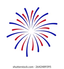 Fireworks Fourth of July. Fireworks with a red and blue stars and sparks . United states of america independence day fireworks. Vector Illustration