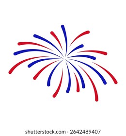 Fireworks Fourth of July. Fireworks with a red and blue stars and sparks . United states of america independence day fireworks. Vector Illustration