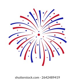 Fireworks Fourth of July. Fireworks with a red and blue stars and sparks . United states of america independence day fireworks. Vector Illustration
