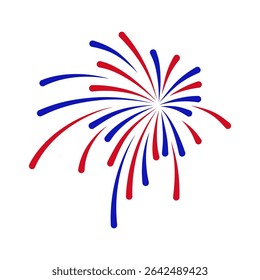 Fireworks Fourth of July. Fireworks with a red and blue stars and sparks . United states of america independence day fireworks. Vector Illustration