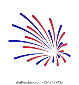 Fireworks Fourth of July. Fireworks with a red and blue stars and sparks . United states of america independence day fireworks. Vector Illustration