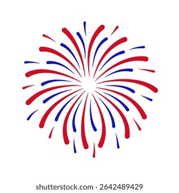 Fireworks Fourth of July. Fireworks with a red and blue stars and sparks . United states of america independence day fireworks. Vector Illustration
