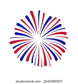 Fireworks Fourth of July. Fireworks with a red and blue stars and sparks . United states of america independence day fireworks. Vector Illustration