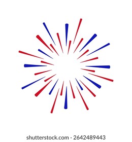 Fireworks Fourth of July. Fireworks with a red and blue stars and sparks . United states of america independence day fireworks. Vector Illustration
