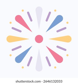 Fireworks Fourth of July. Sparks Icon, Vector Style Flat Icon. 