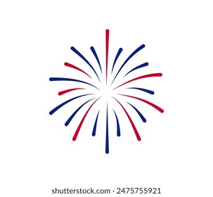 Fireworks Fourth of July.Fireworks with a red and blue stars and sparks . United states of america independence day fireworks. Red, blue fireworks for 4th of July .