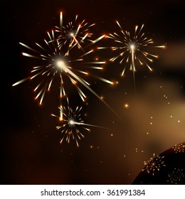Fireworks. Galaxy. Milky way stars and star-dust in deep space / cosmos. Stars of a planet and galaxy in a free space. A glorious, rich star forming nebula.
