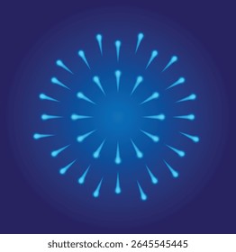 Vuurwerk Glanzende Lichten op Donkerblauw. Futuristische achtergronden en feestelijke elementen vectorkunst