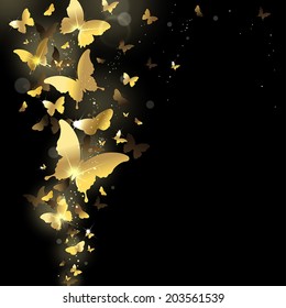 fireworks of gold butterflies on a dark background