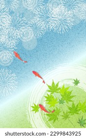 Fireworks Goldfish Japanese Pattern Background