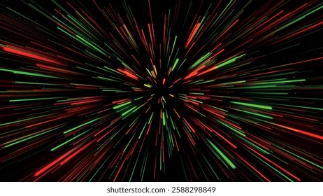 Fireworks graphic shapes. Real festive colorful fireworks. Bright explosion of fireworks lights. Multicolored lines on dark background. Abstract explosion. Motion effect. Vector illustration