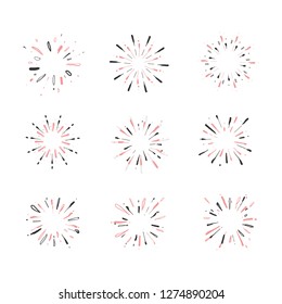fireworks hand drawn