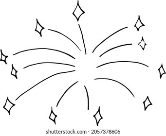 fireworks hand drawn doodle. vector, minimalism, monochrome. icon, sticker. celebration new year independence day birthday