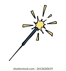 fireworks happy eid mubarak doodle vector illustration hand drawn cartoon