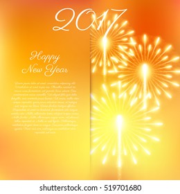 Fireworks for happy new year 2017. Vector illustration