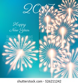 Fireworks for happy new year 2017. Vector illustration