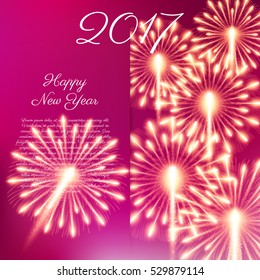 Fireworks for happy new year 2017. Vector illustration