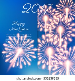 Fireworks for happy new year 2017. Vector illustration