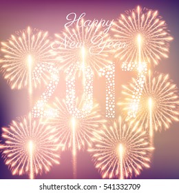 Fireworks for happy new year 2017. Vector illustration