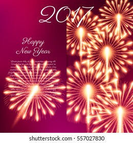 Fireworks for happy new year 2017. Vector illustration